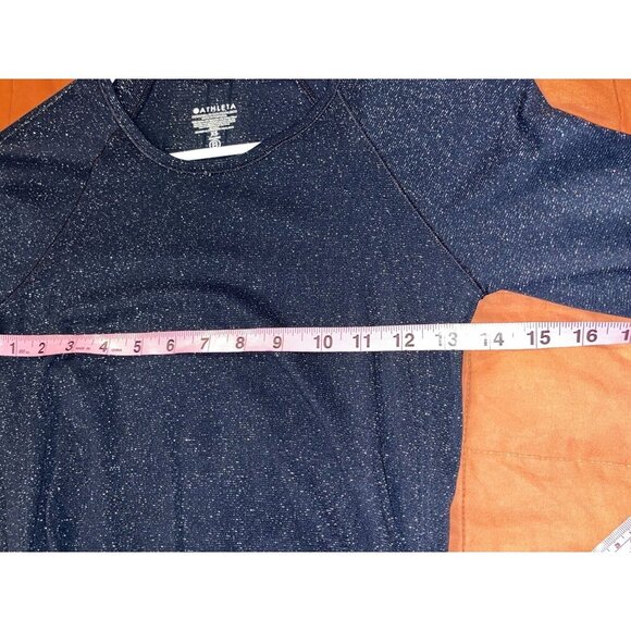 Athleta Blue Long Sleeve Crew Neck Sparkle Pullover Women's Top Size XS - Picture 6 of 8